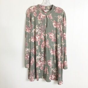 Cool Melon Long Sleeved Dress Floral Plus Size 2XL
